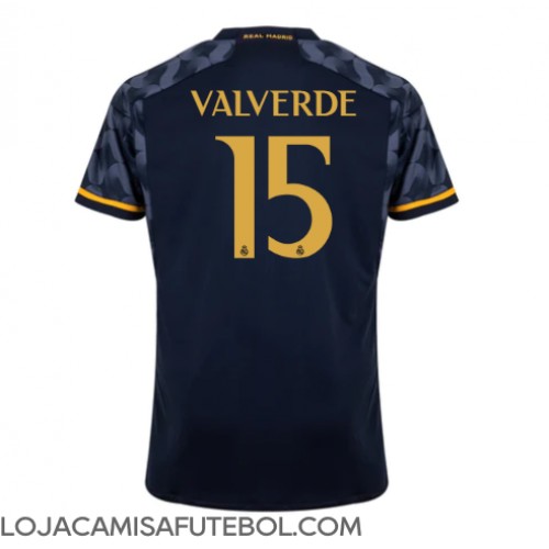Camisa de Futebol Real Madrid Federico Valverde #15 Equipamento Secundário 2023-24 Manga Curta